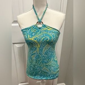 BANANA REPUBLIC SWIMSUIT TUBE  TOP, aqua print, size m